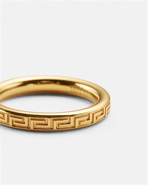 engraved greek key ring versace|Greca Ring Gold .